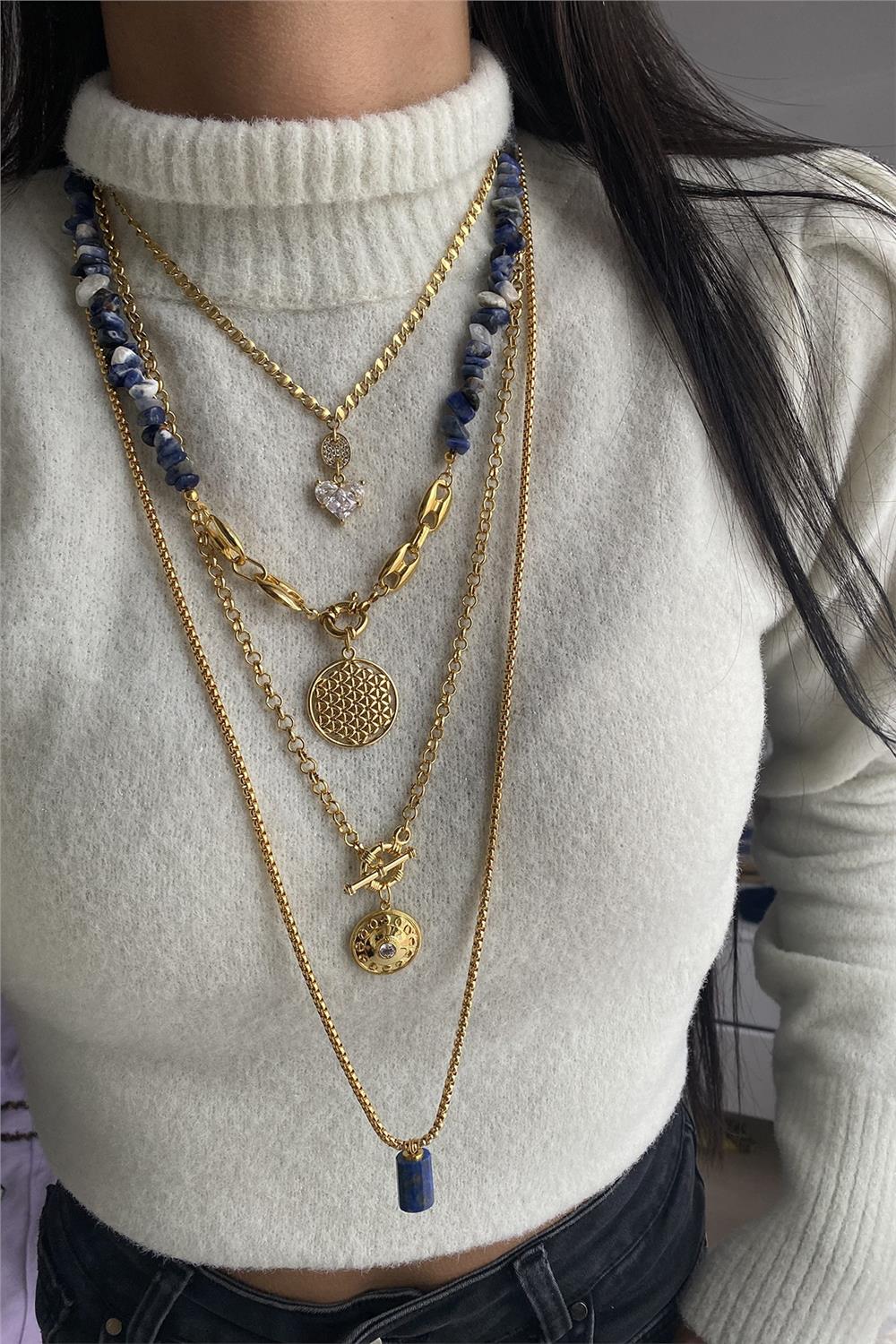 Lapis Taşı Tasarım Kolye Seti (Tüm Set)