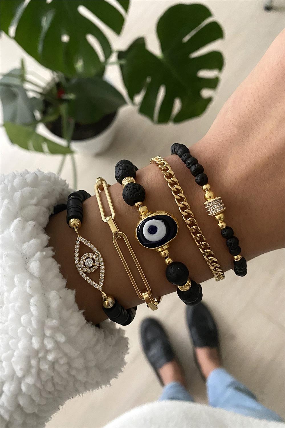 Lav Taşı Tasarım Bileklik Seti (Tüm Set)