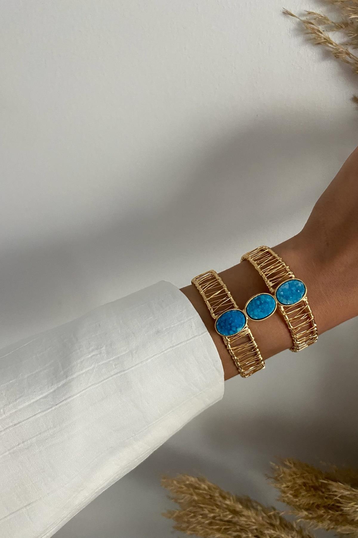 Mavi  Tasarım Dürüze Kelepçe Bileklik 