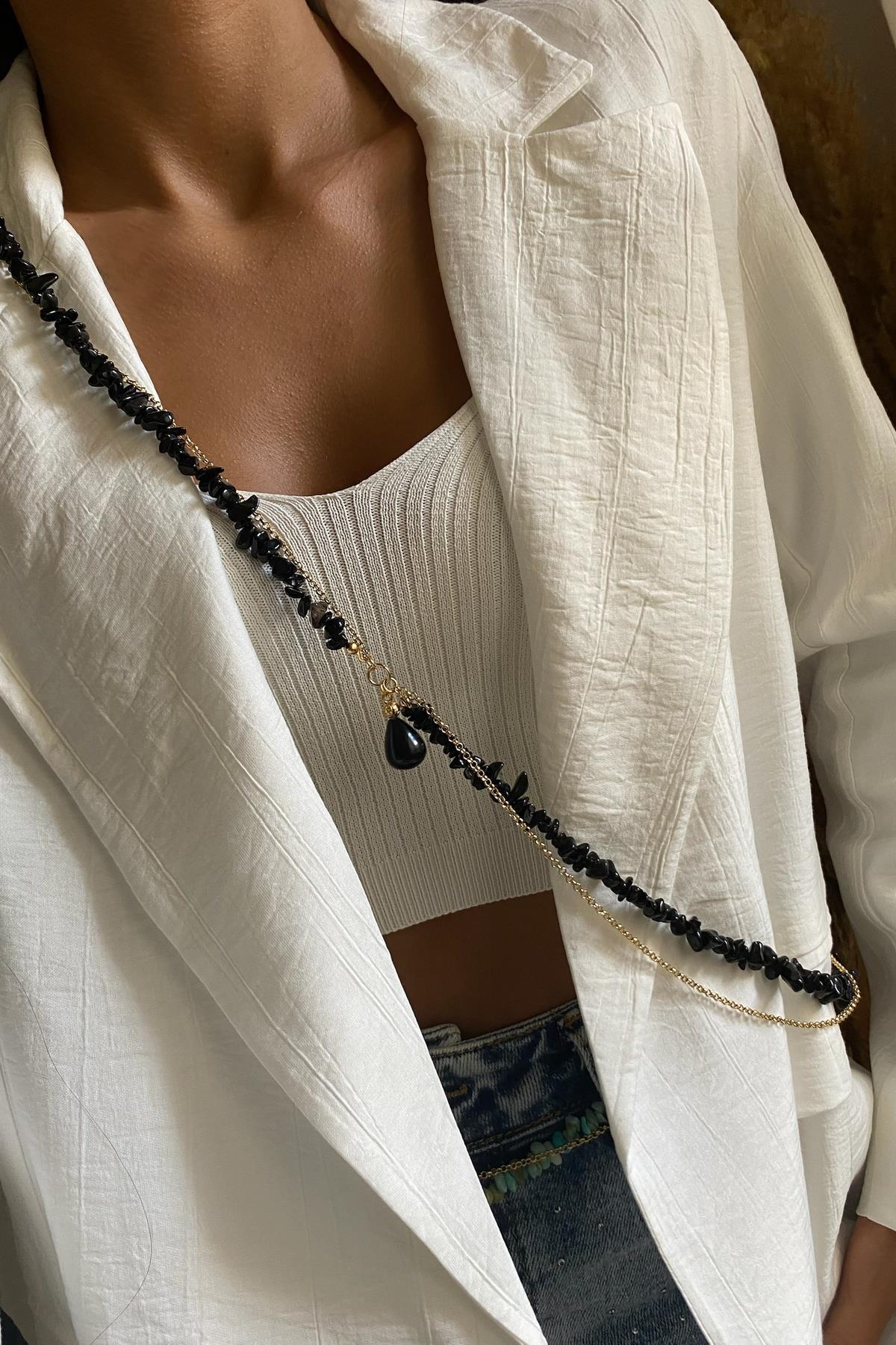 Oniks Taşı Multi Fonksiyonel Tasarım Kolye 