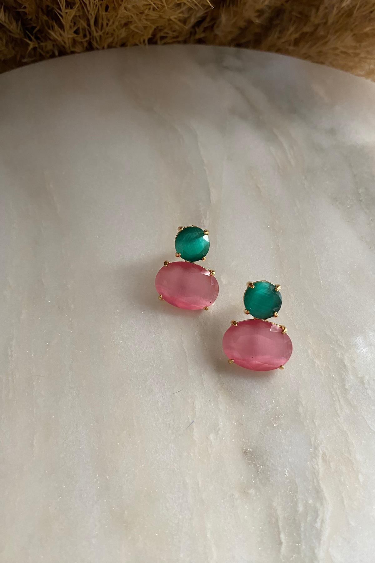 Pembe Kedi Gözü Küpe