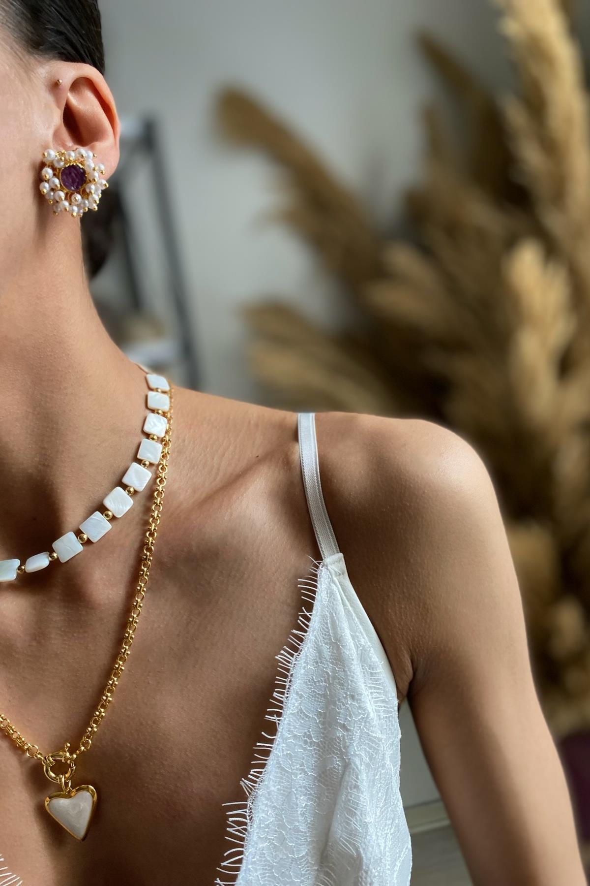 Pembe Kuvars&İnci Drüze Küpe (Sınırlı Adet)