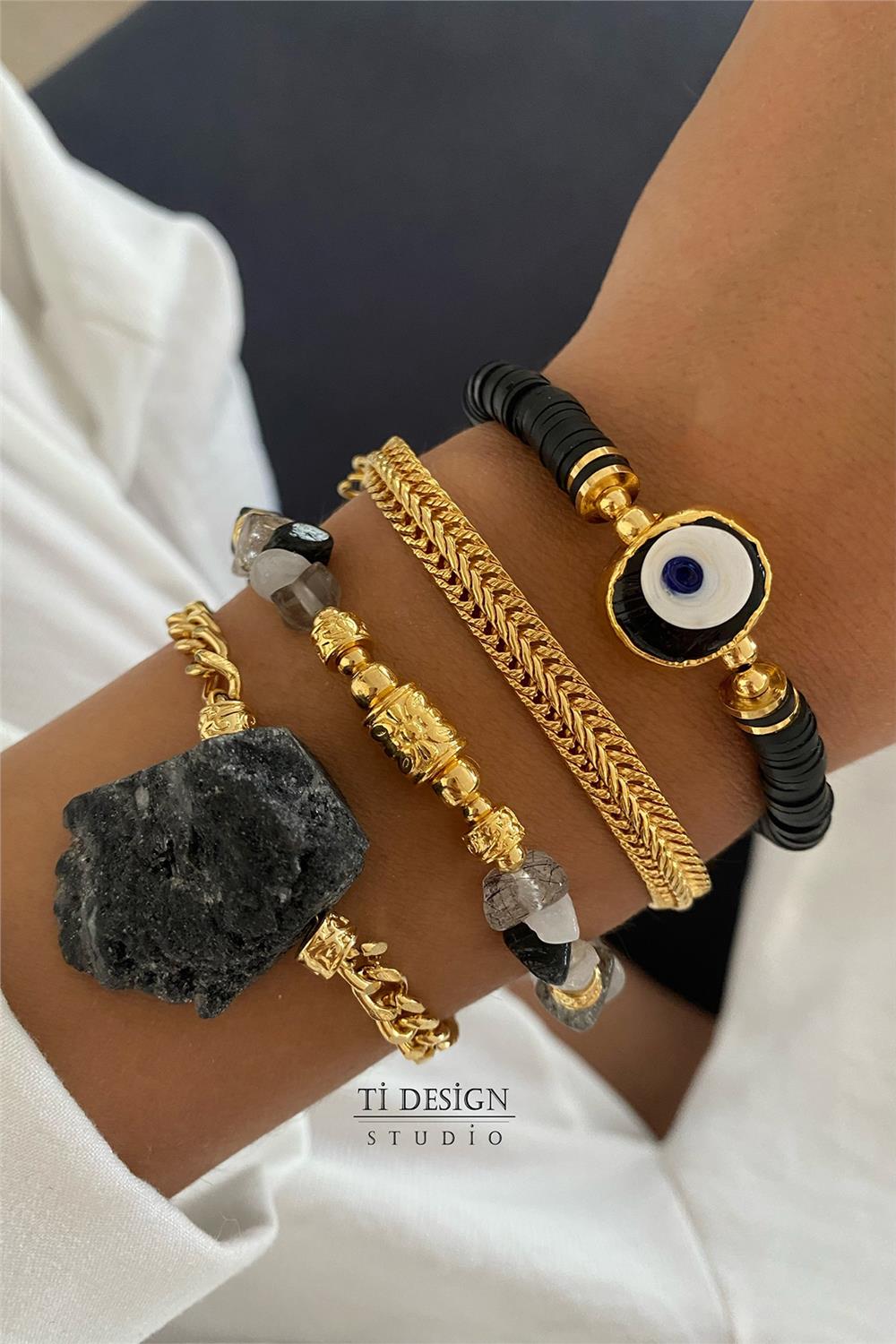 Rutili Kuvars Tasarım Bileklik Seti (Tüm Set)