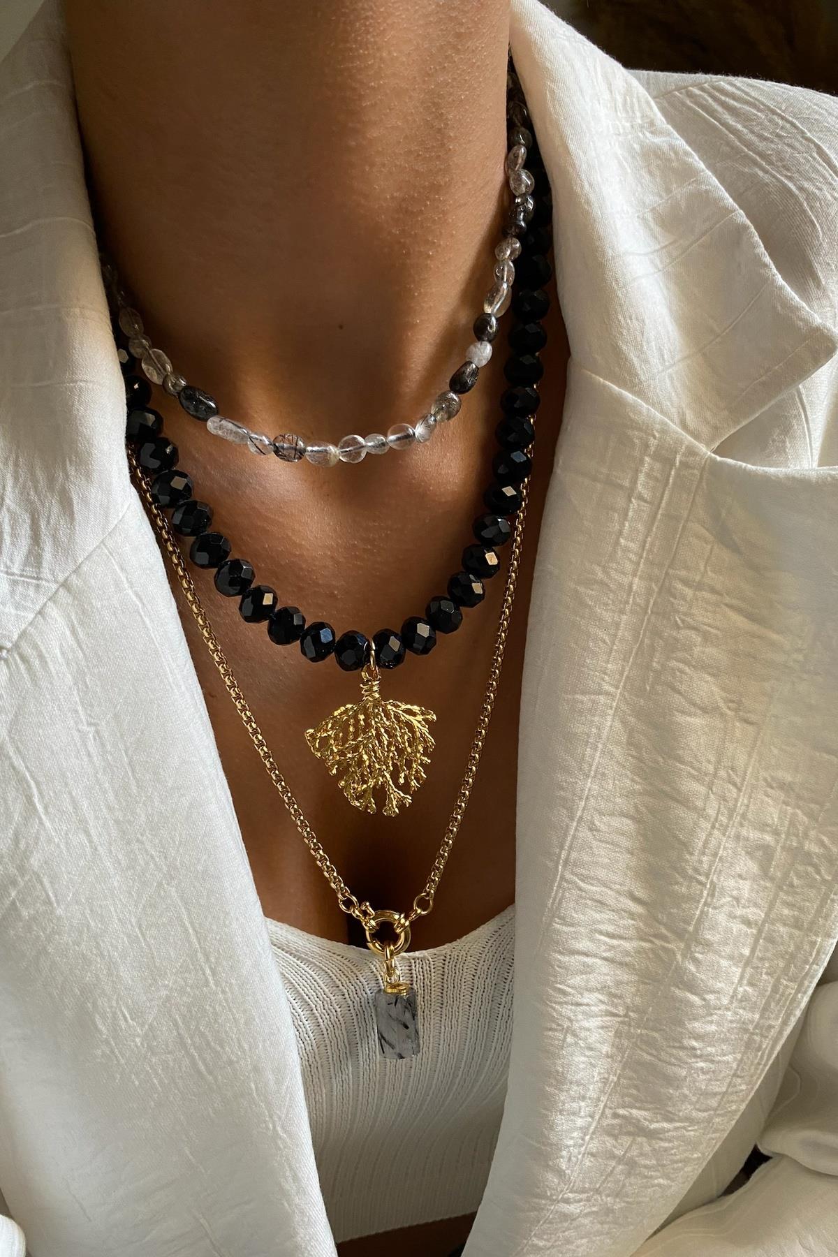 Rutilli Kuvars & Kristal Kolye  Seti (Tüm Set)