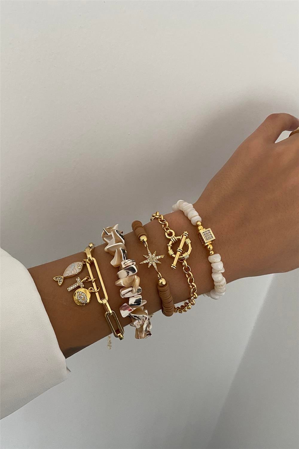 Sedef Taşı Tasarım Bileklik Seti (Tüm Set)