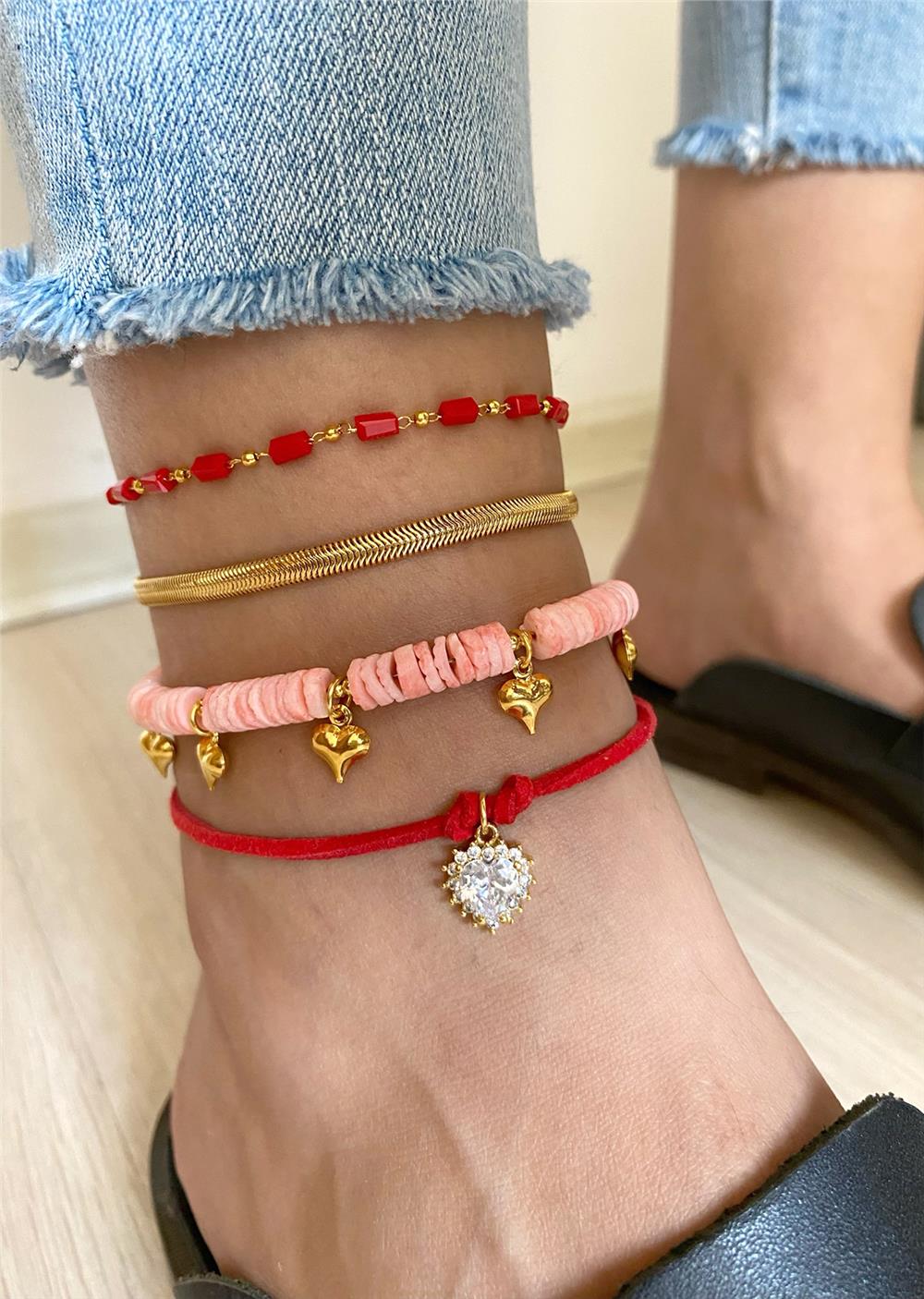 Sedef Taşı Tasarım Halhal Seti (Tüm Set)