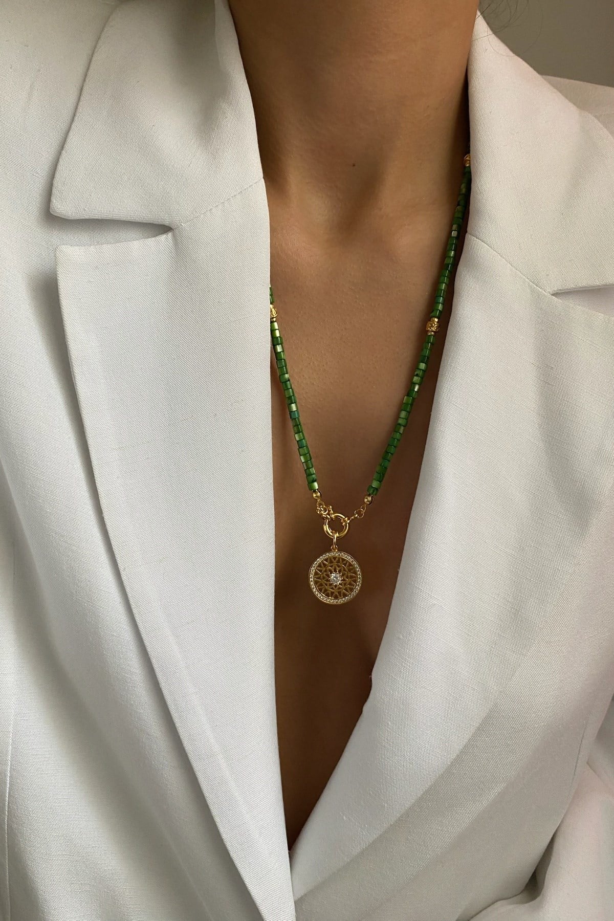 Sedef Taşı Tasarım Kolye