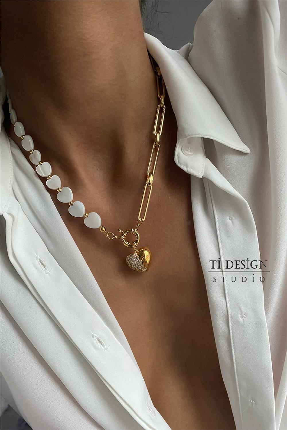 Sedef Taşı Tasarım Kolye