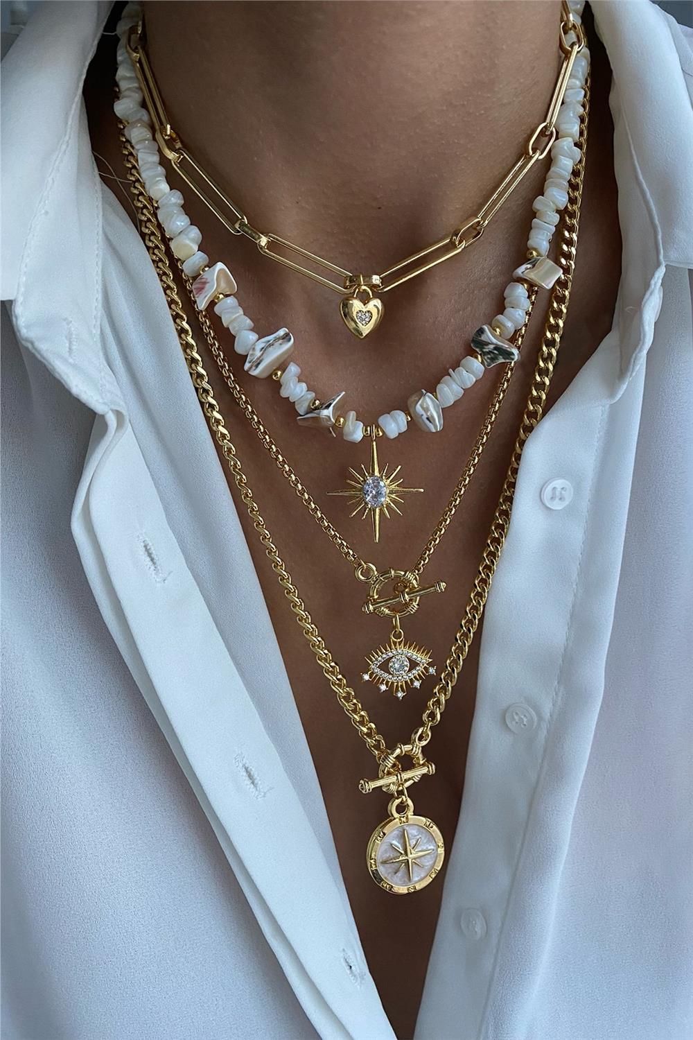 Sedef Taşı Tasarım Kolye Seti (Tüm Set)