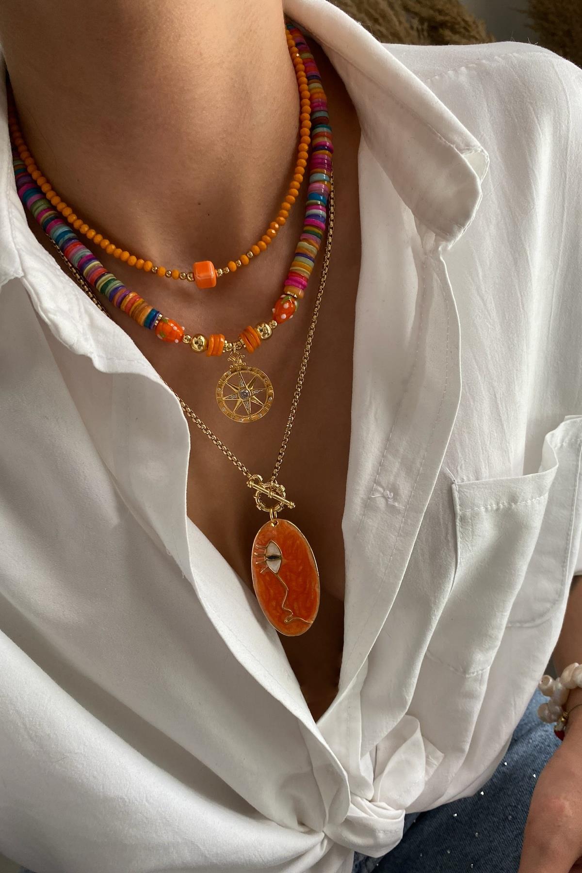 Sedef Taşı Tasarım Kolye Seti (Tüm Set)