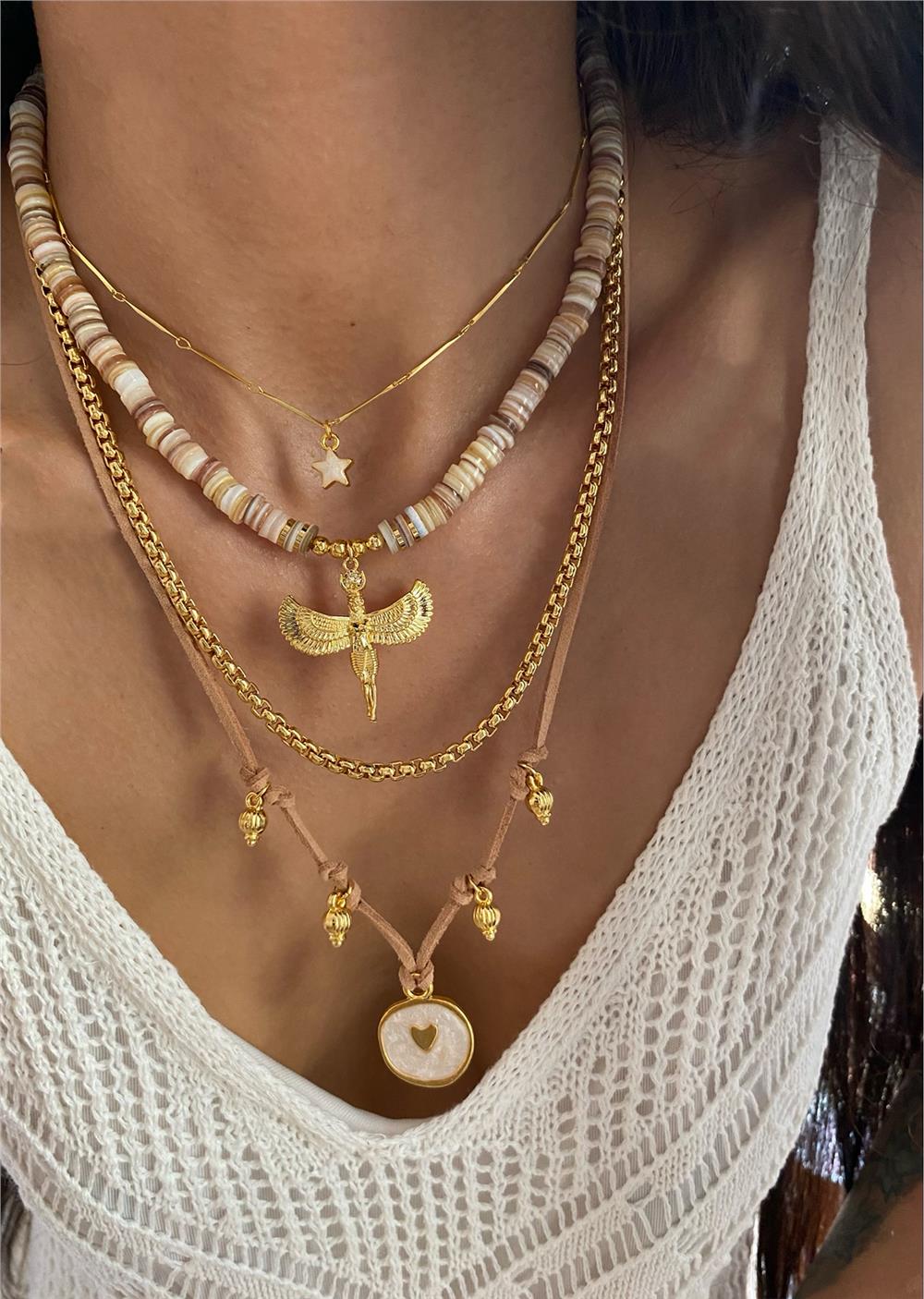 Sedef Taşı Tasarım Kolye Seti (Tüm Set)