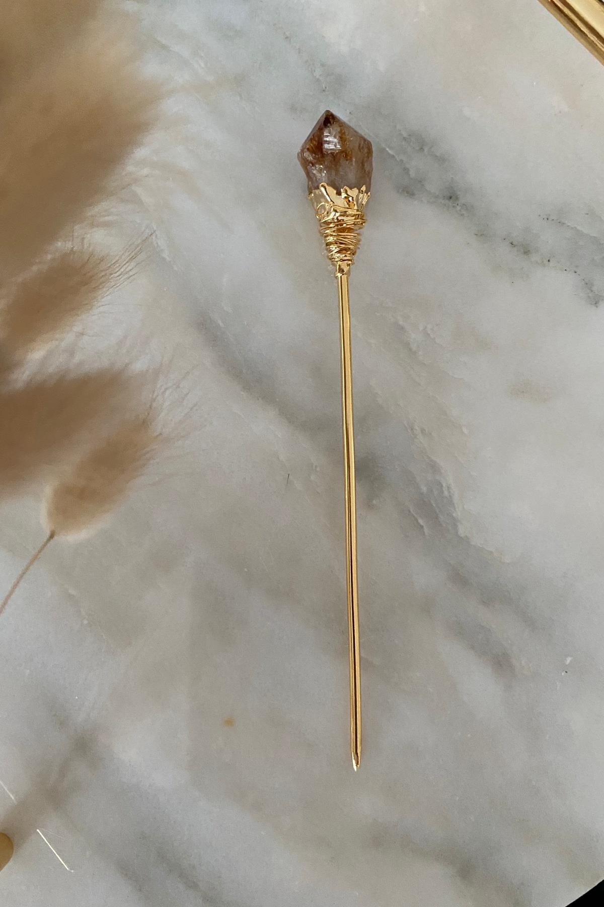 Sitrin Taşı Topuz Tokası