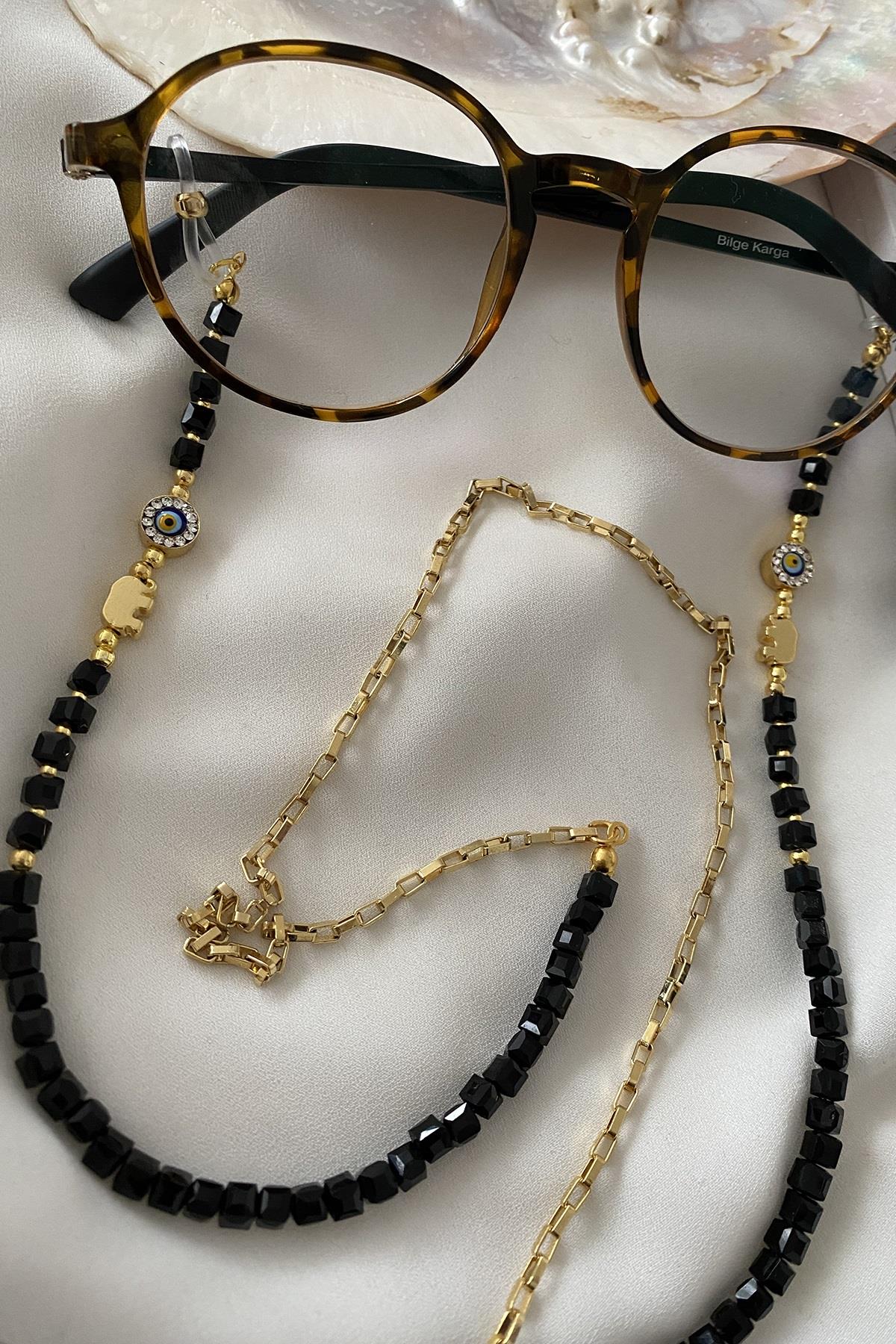 Siyah Kare Kristal Gözlük Askısı