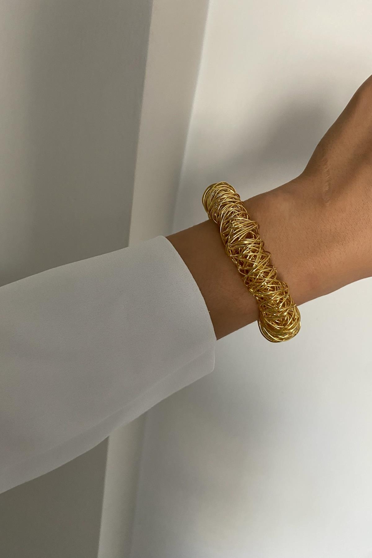 Tel Sarmal Tasarım Kelepçe Bileklik 