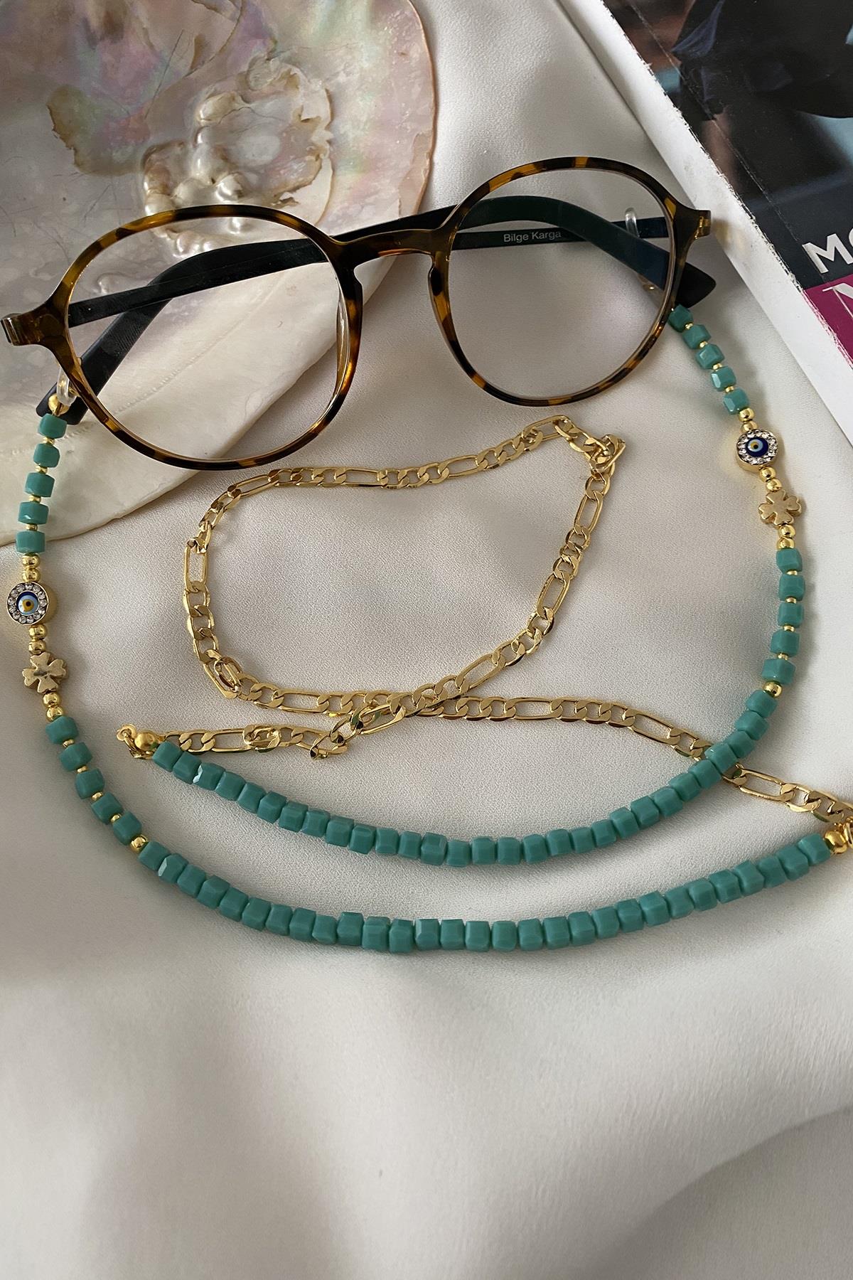 Turkuaz Kare Kristal Gözlük Askısı