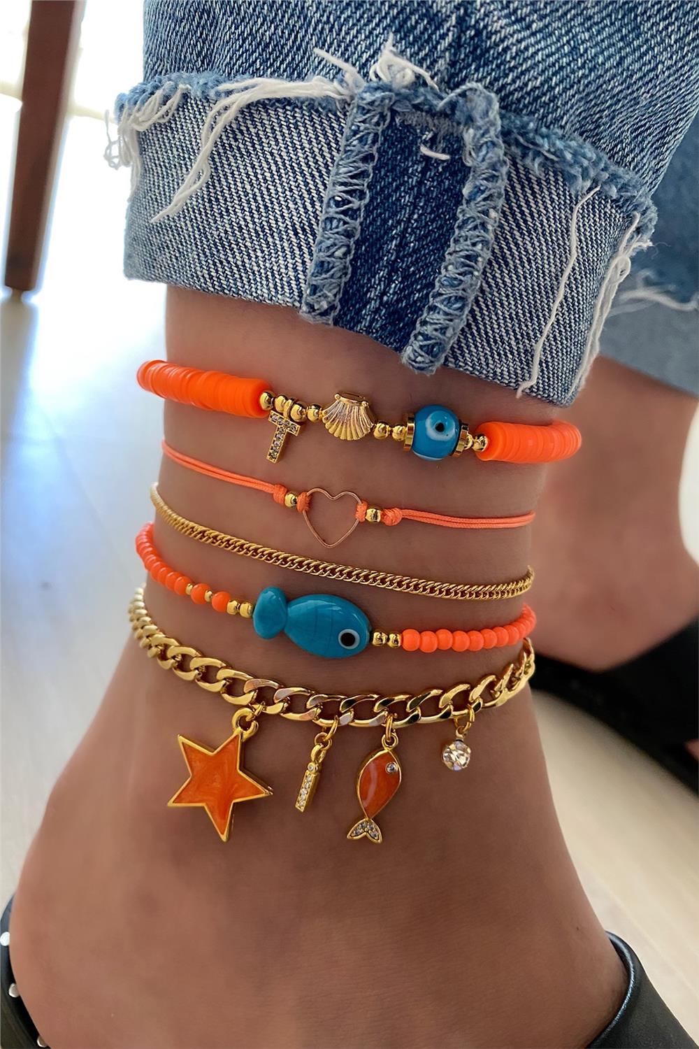 Turuncu Tasarım Halhal Seti (Tüm Set)