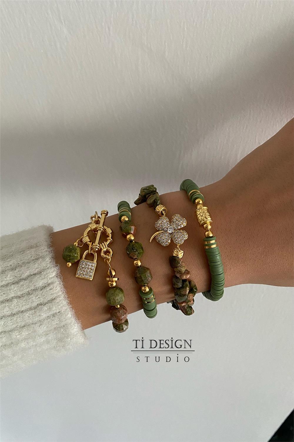 Unakit Taşı Tasarım Bileklik Seti (Tüm Set)