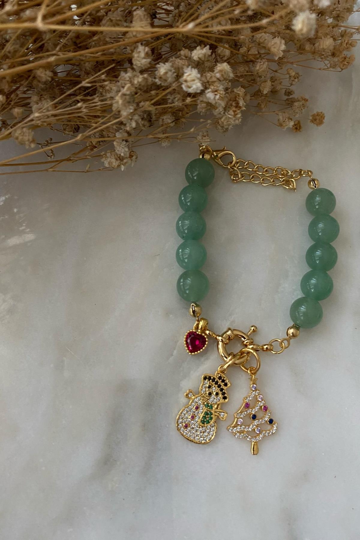 Yeni Yıl Temalı Aventurin Taşı Bileklik