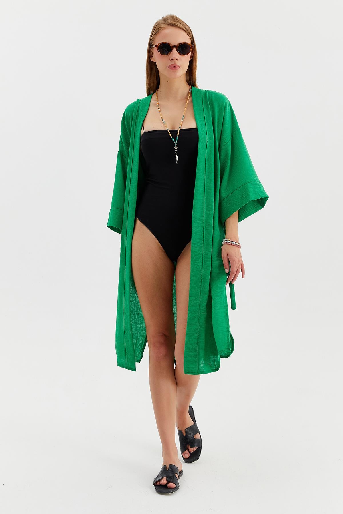 Arkası Balık Baskılı Kimono