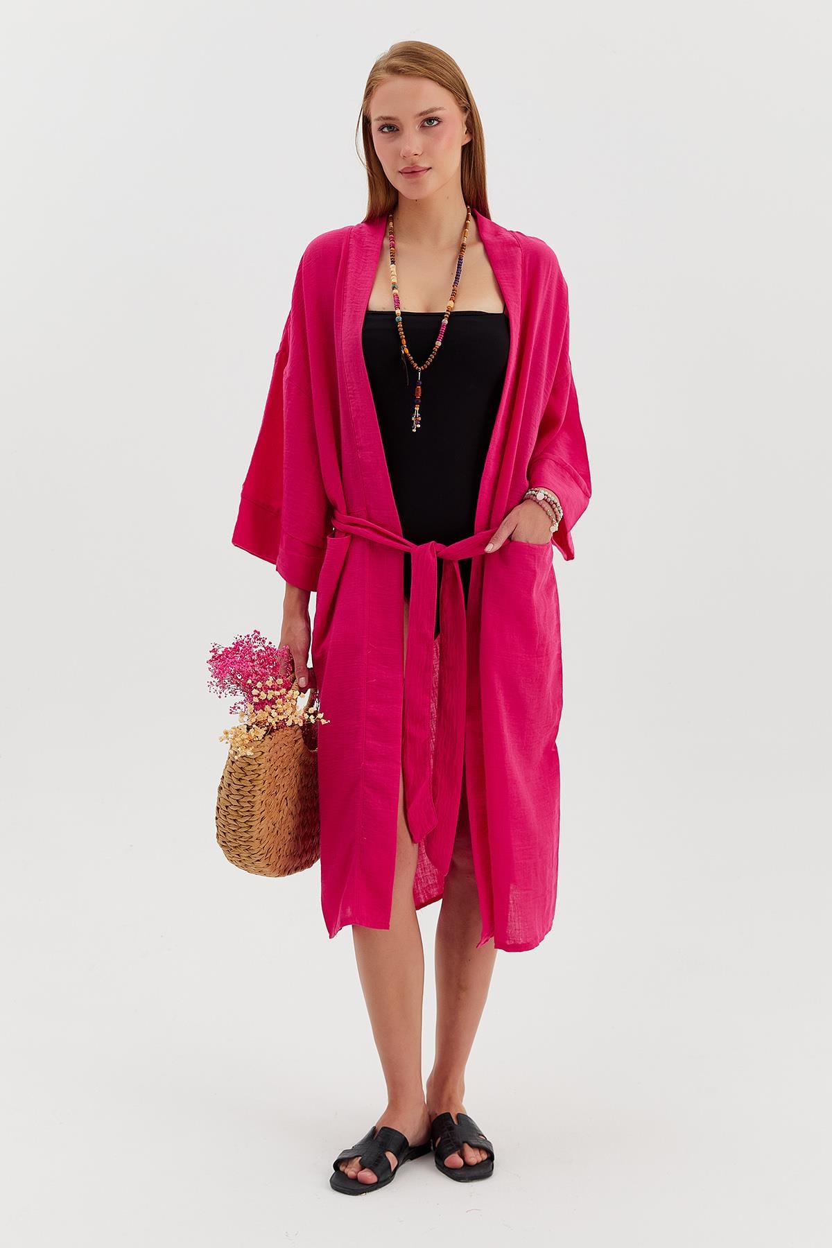 Arkası Göz Nakışlı Kimono
