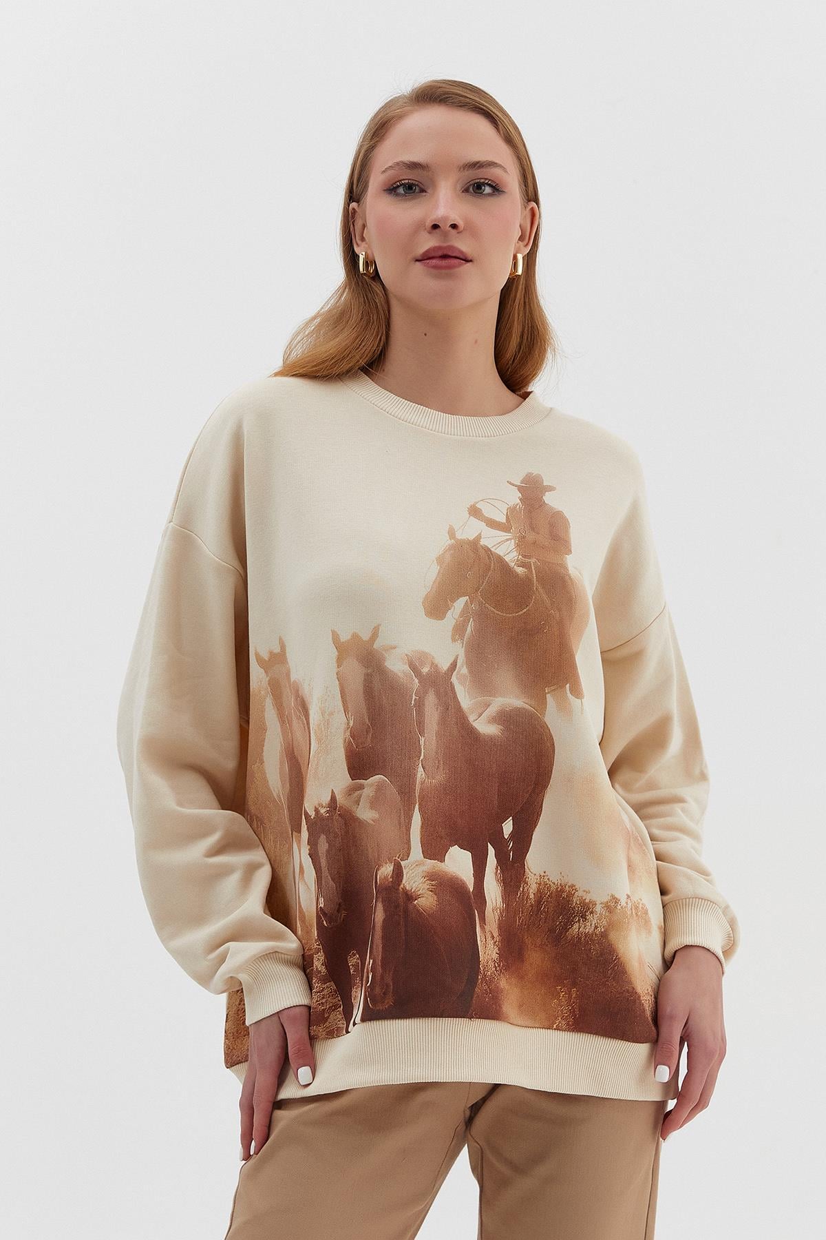 Atlar Ve Kovboy Sweatshirt