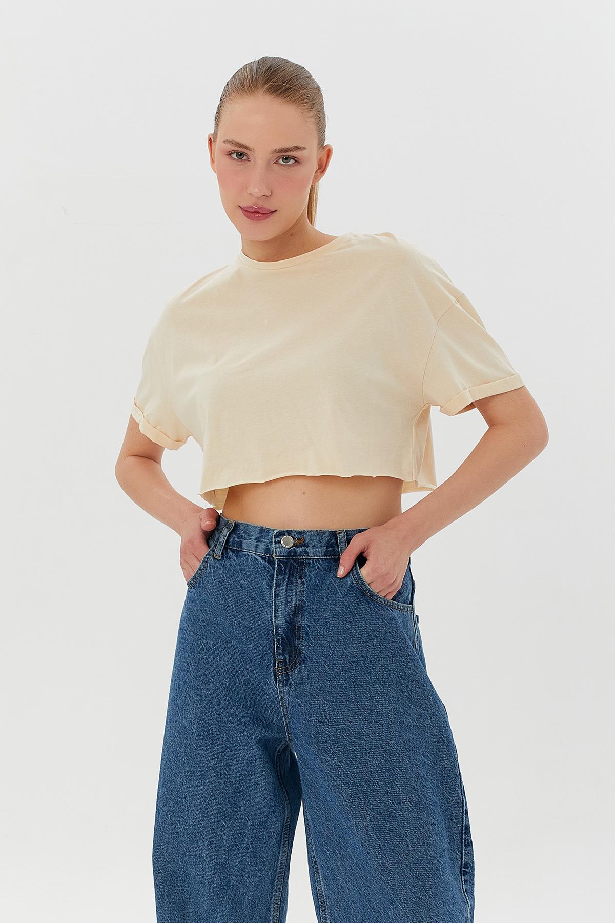 Bej Basic Kadın Tshirt