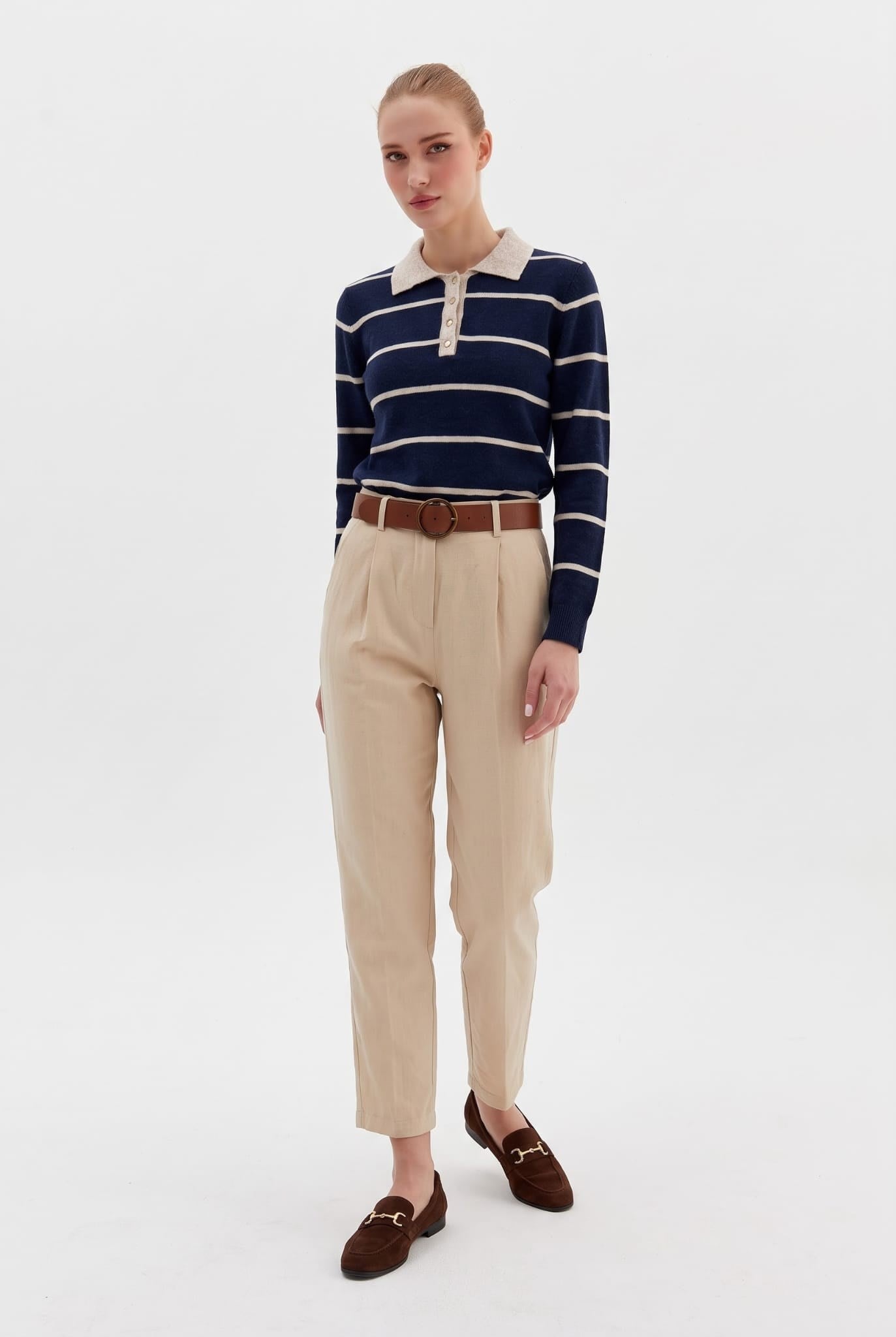Beli Kemerli Gabardin Pantolon