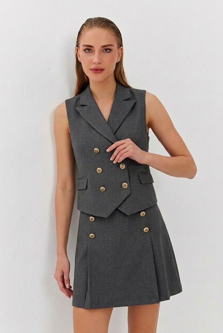 Blair Gold Düğmeli Blazer Yelek