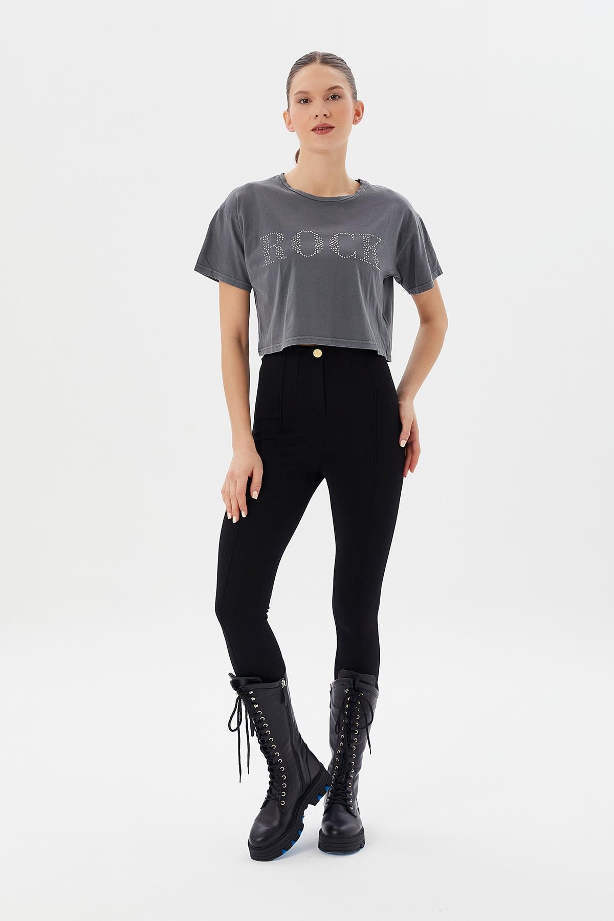Kadın Rock Tshirt  Antrasit