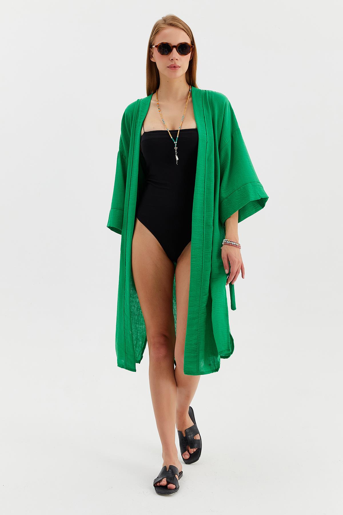 Arkası Balık Baskılı Kimono