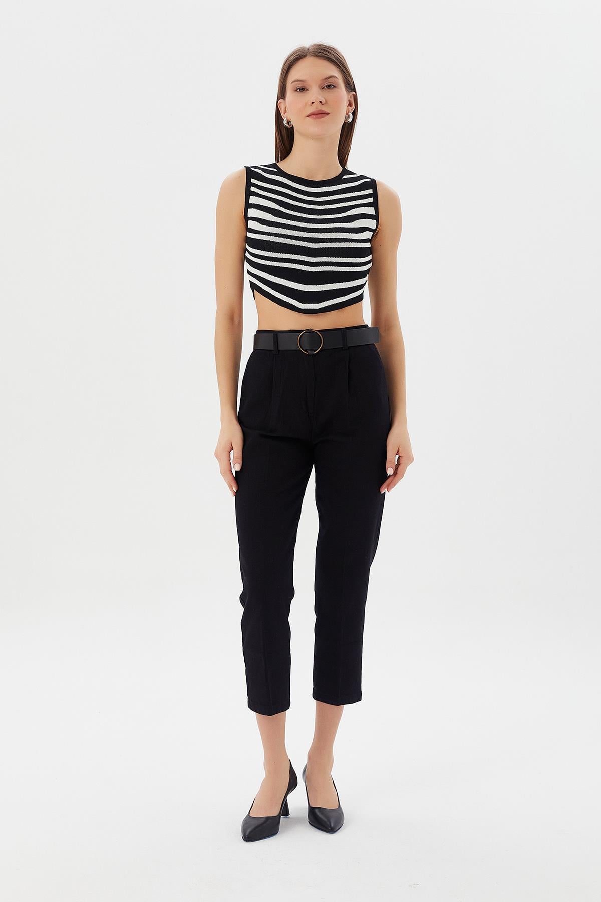 Beli Kemerli Gabardin Pantolon