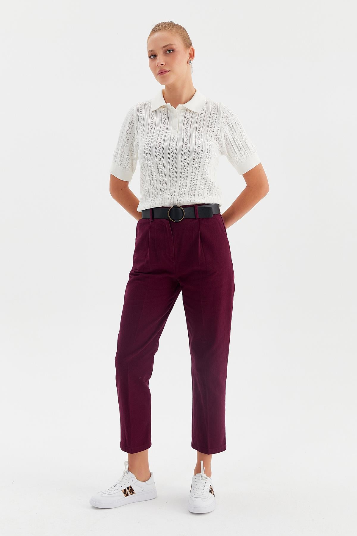 Beli Kemerli Gabardin Pantolon