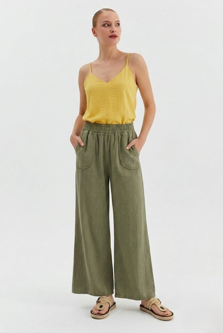 Beli Lastikli İspanyol Paça Pantolon