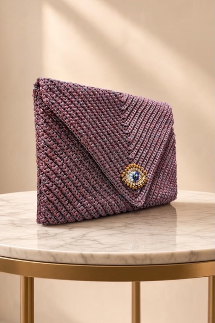 Simli Maxi Clutch Göz Çanta