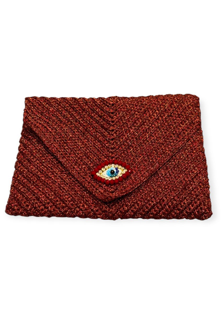 Simli Maxi Clutch Göz Çanta
