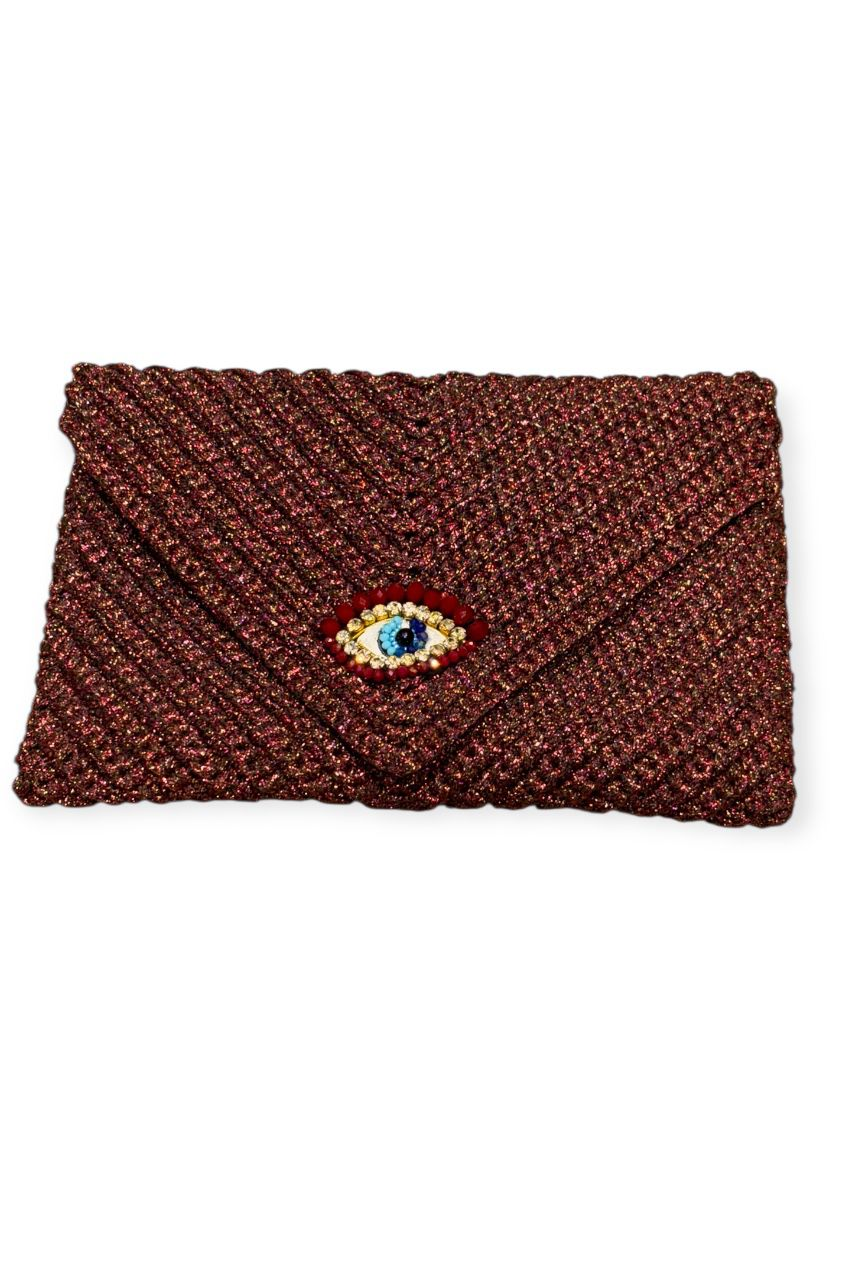 Simli Mini Clutch Göz Çanta