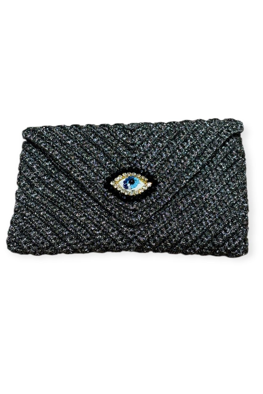 Simli Mini Clutch Göz Çanta