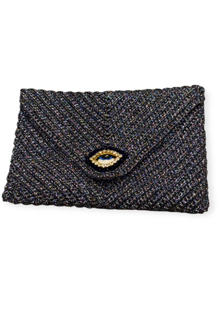 Simli Mini Clutch Göz Çanta