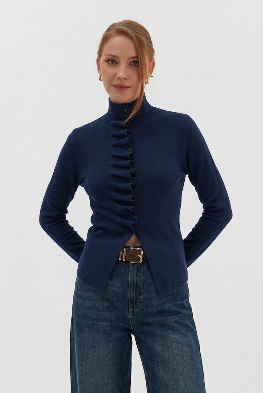 Volanlı Slim Hırka