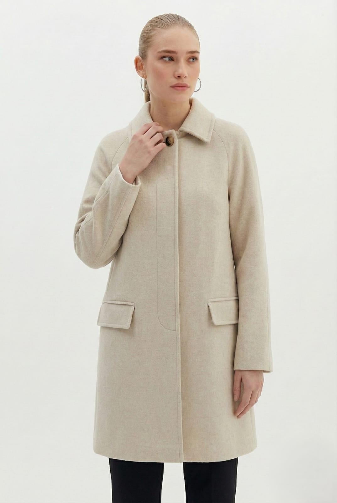 Yün Karışımlı Uzun Ceket & Coat