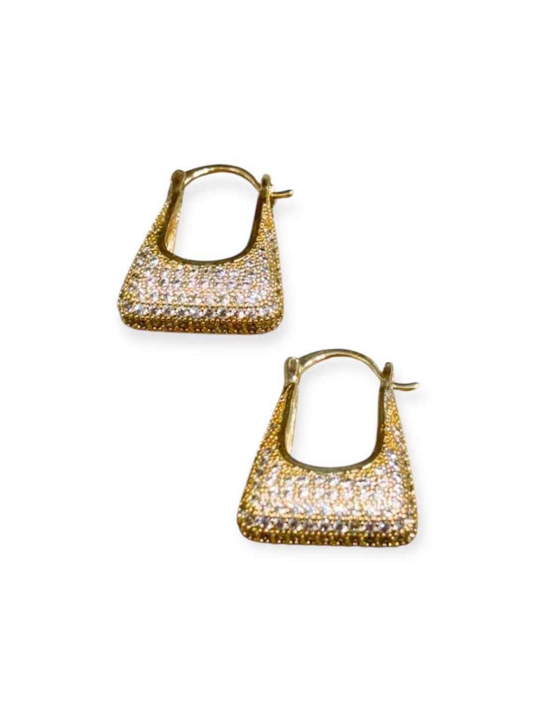Zirkon Taş İşlemeli Gold Küpe