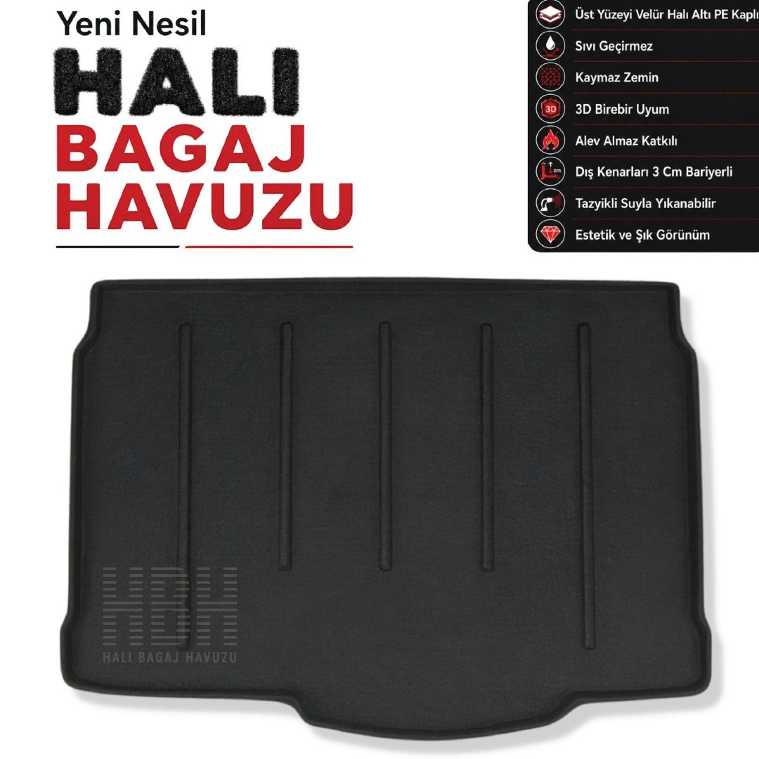 Opel Corsa 5 Kapı Halı Bagaj Havuzu (2007 - 2014 Arası)