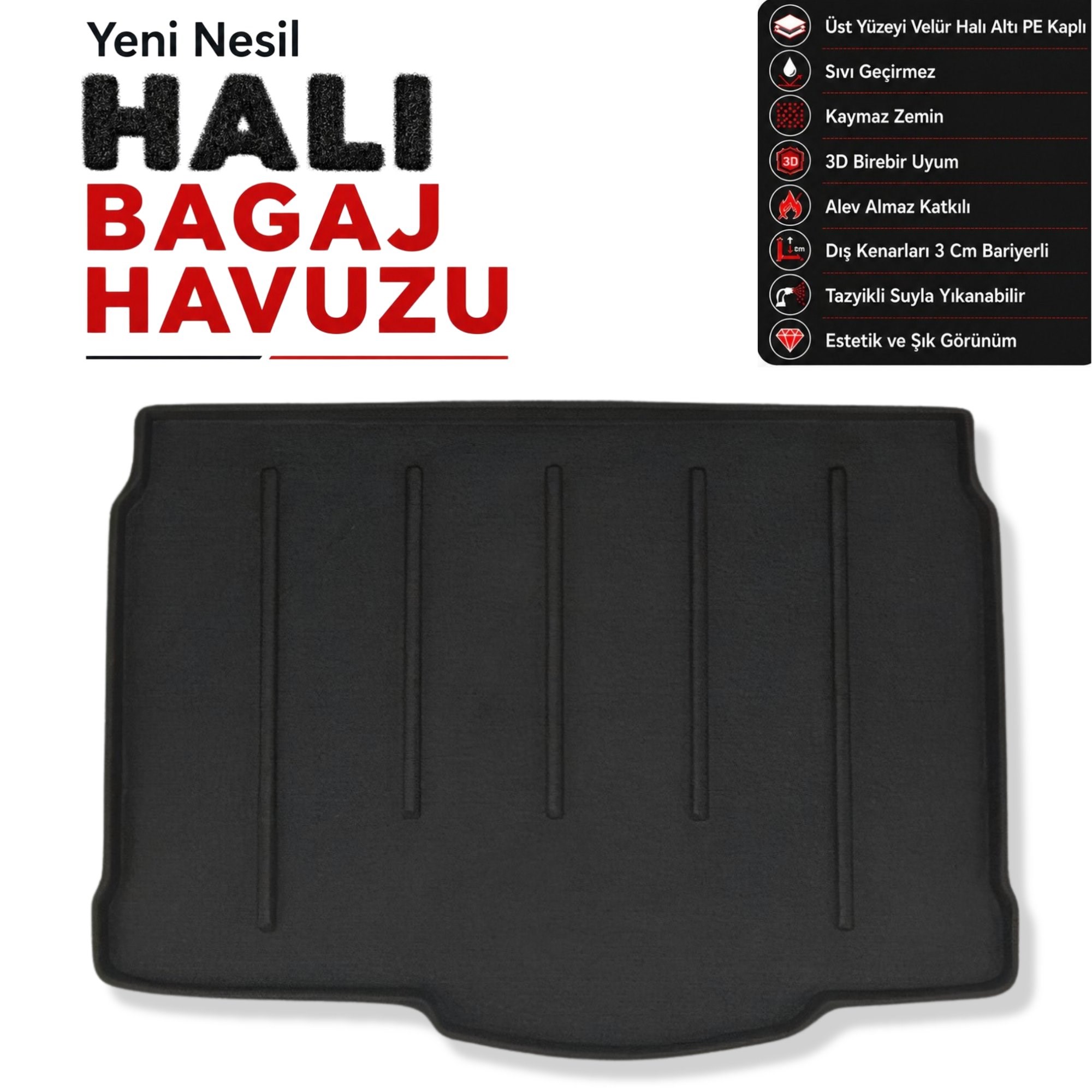 Opel Corsa 5 Kapı Halı Bagaj Havuzu (2007 - 2014 Arası)