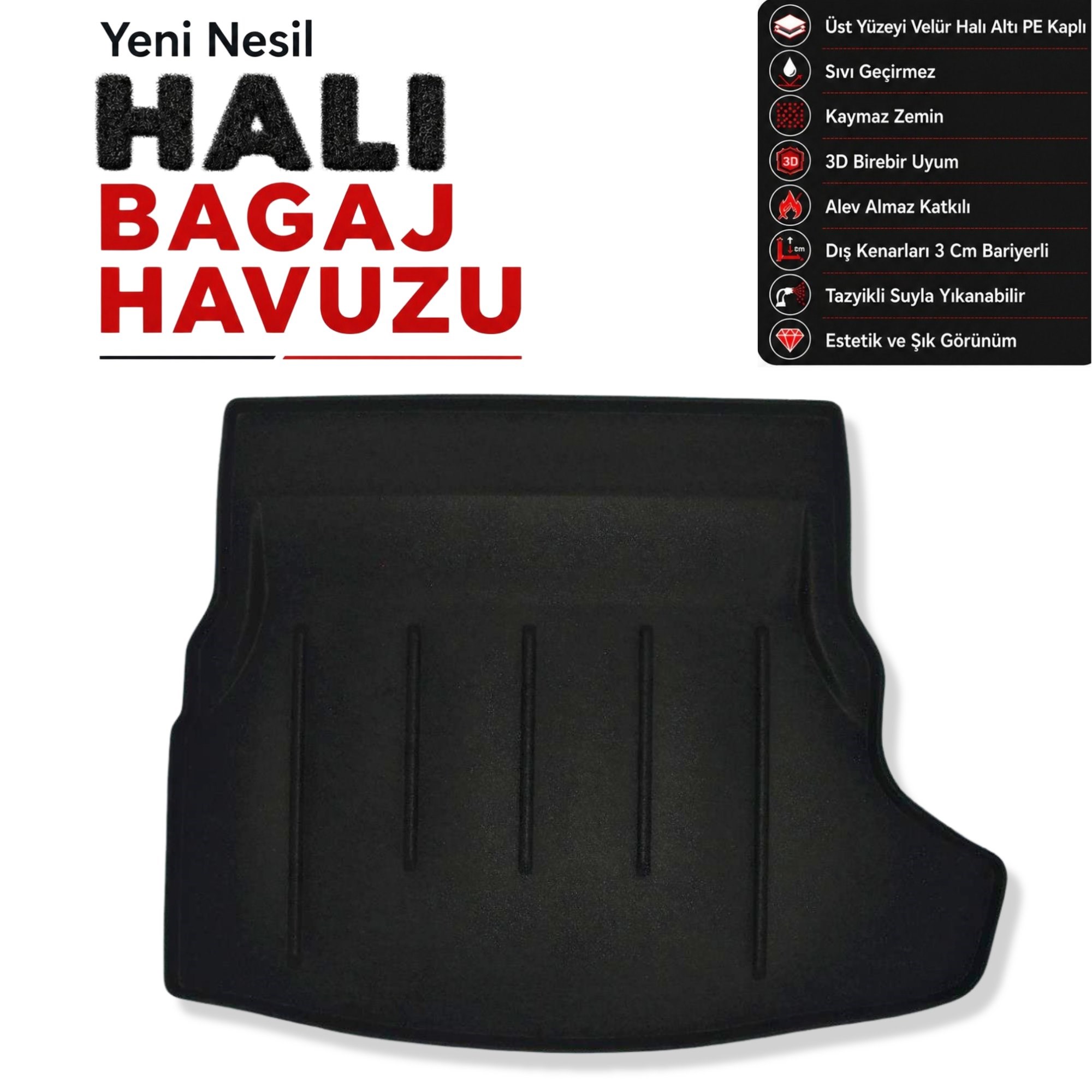 Mercedes C Serisi Sedan Halı Bagaj Havuzu (W-205 - 2014-2021 Arası)