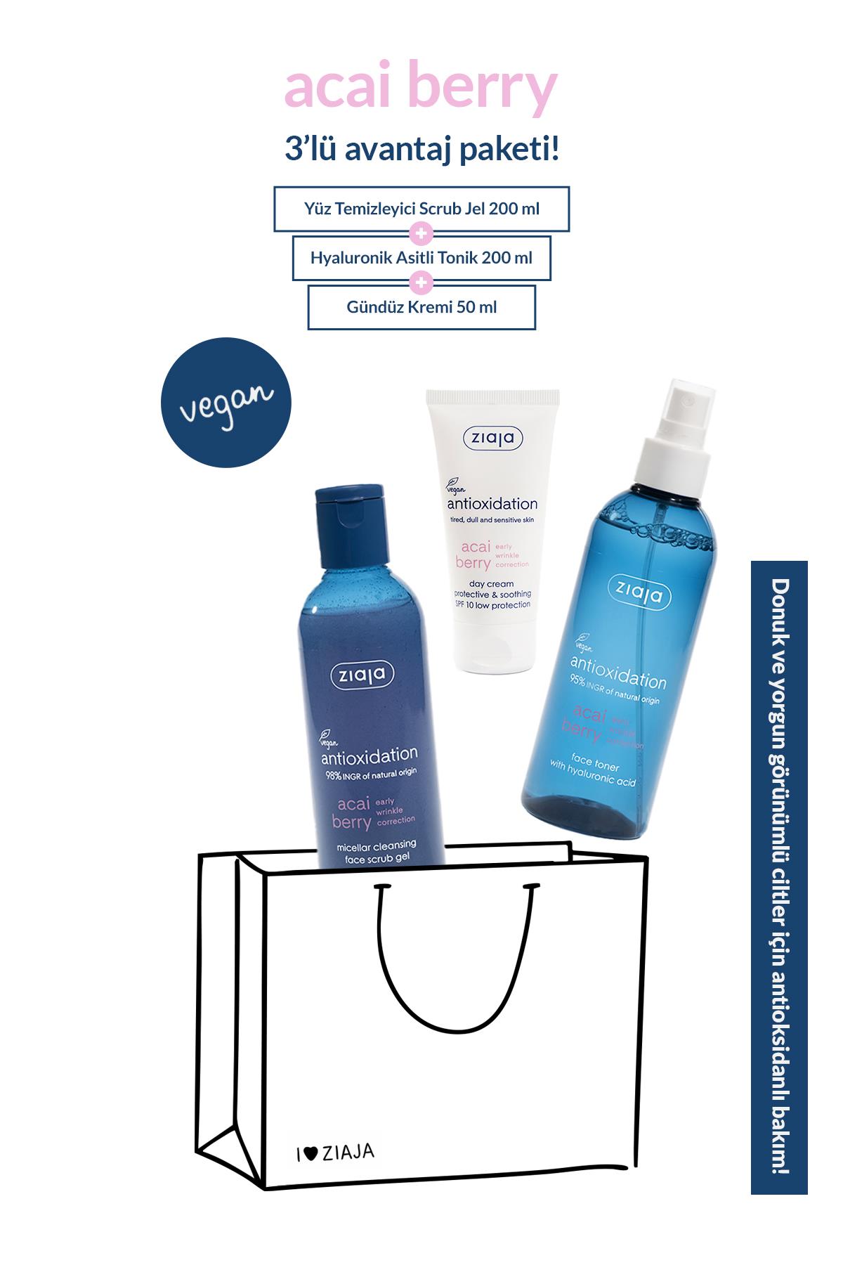 Acai Berry Antioksidan Cilt Bakım 3lü Fırsat Seti - Tonik + Misel Scrub Jel + Gündüz Kremi