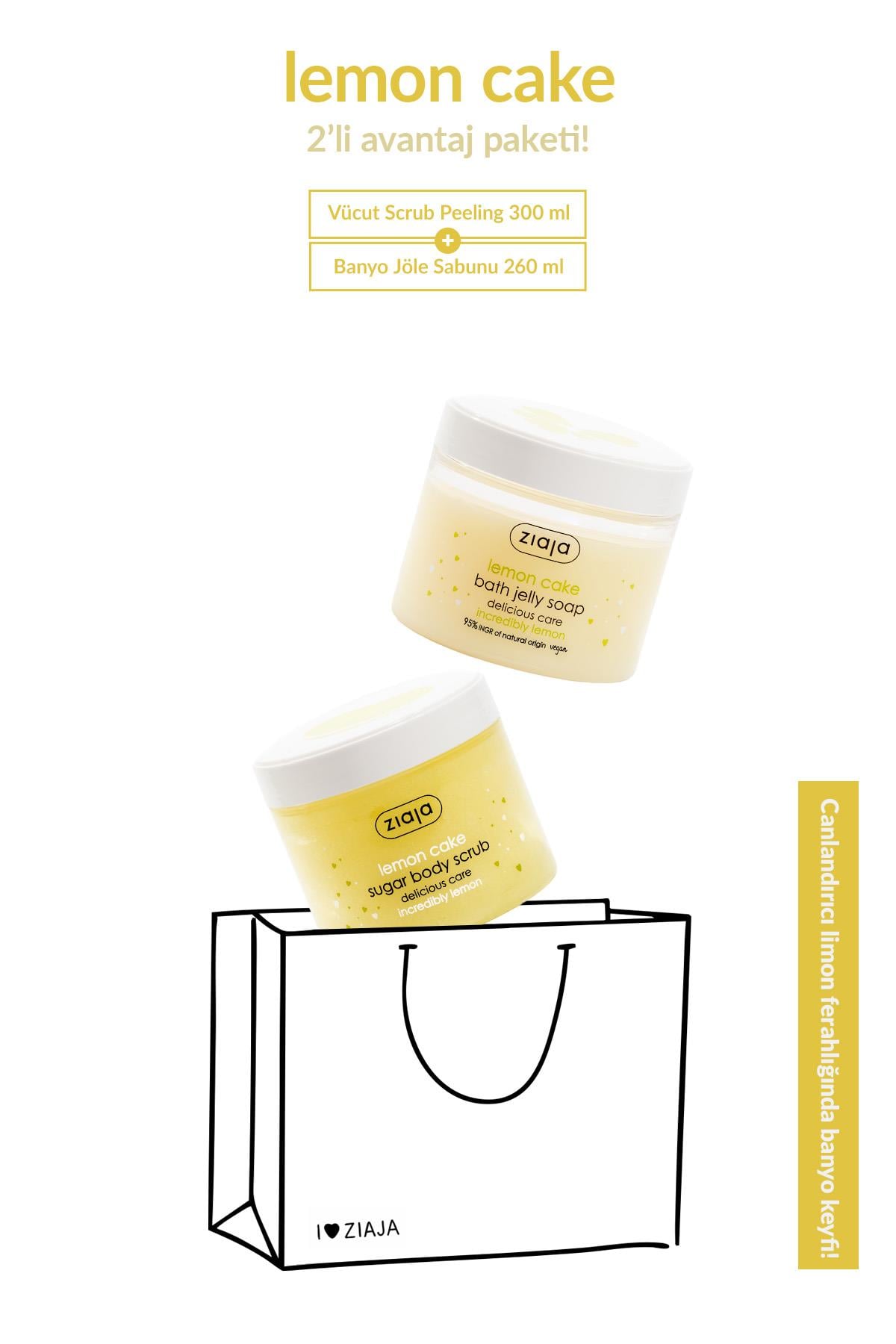 Limonlu Kek Vücut Peelingi 300 ml + Limonlu Jel Duş Sabunu 260 ml 2li Set