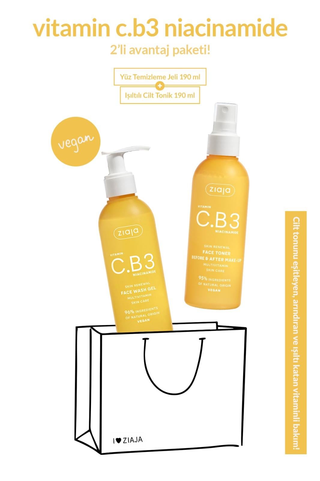 Vitamin C + B3 Niacinamide  2li Avantajlı Set - Temizleme Jeli 190ml + Tonik 190ml