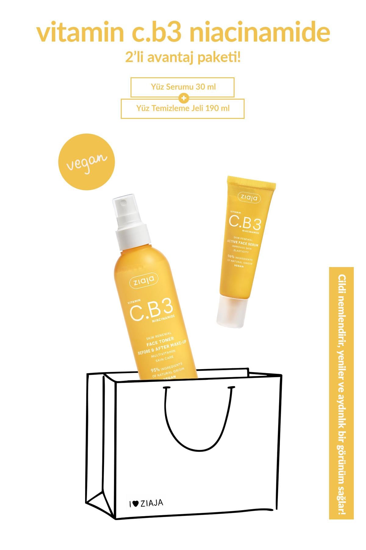 Vitamin C B3 Niacinamide Yüz Serumu 50 ml + Vitamin C.B3 Niacinamide Yüz Toniği Sprey 2li Set