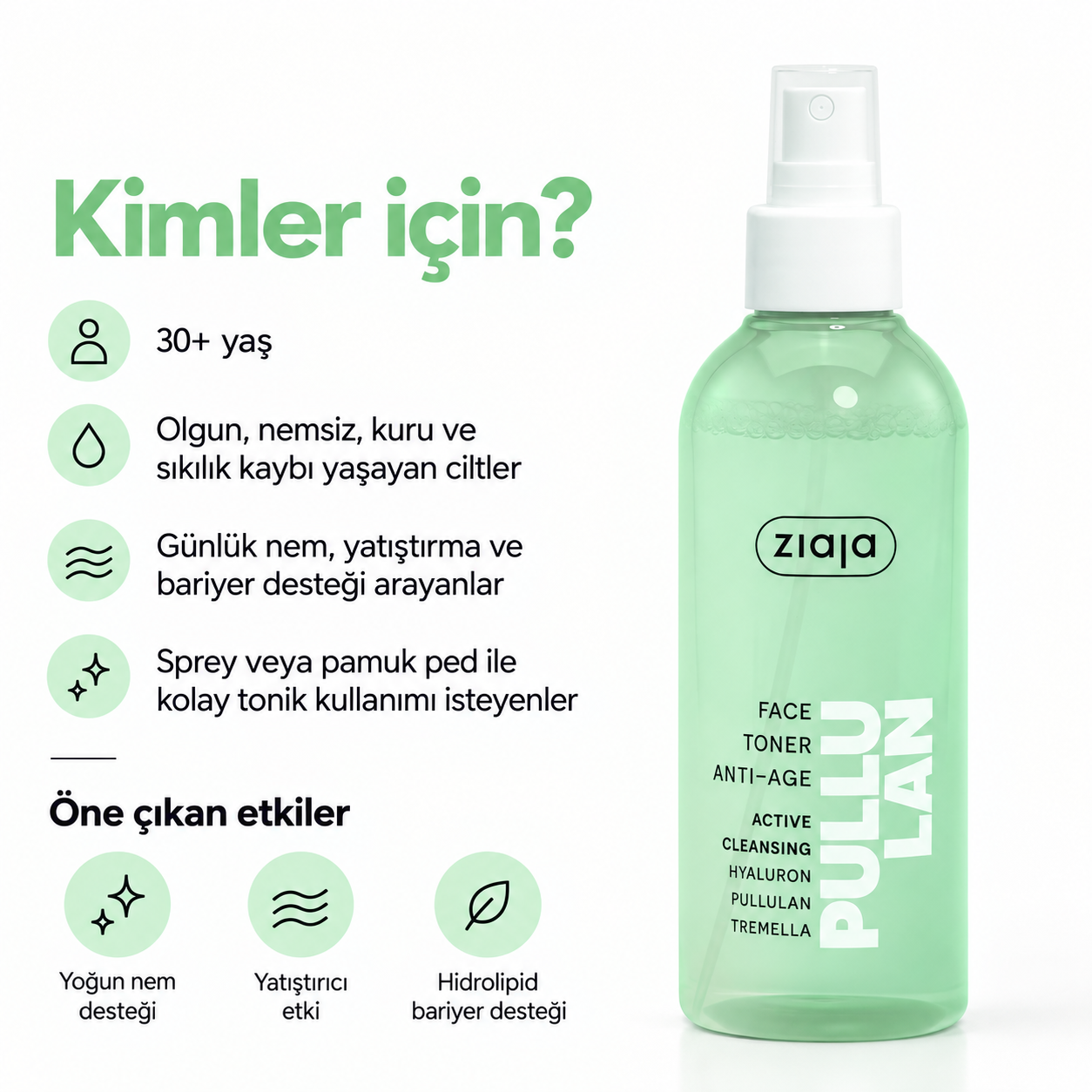 Ziaja Pullulan Yaşlanma Karşıtı Nemlendirici Yüz Toniği 200 ml