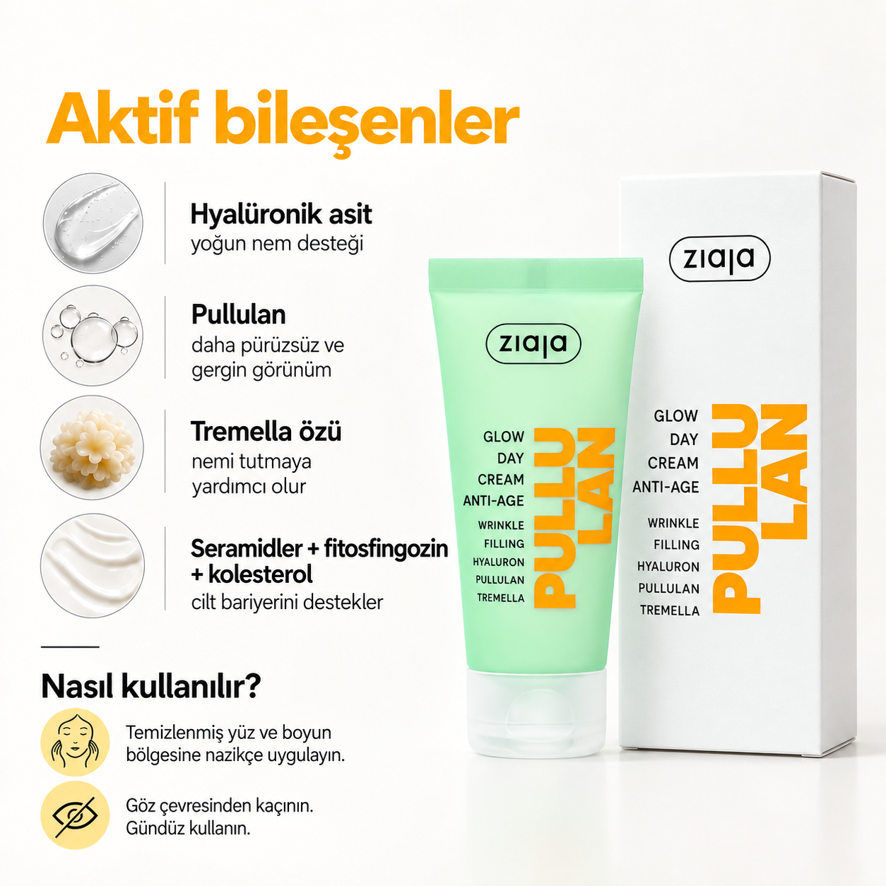 Ziaja Pullulan Yaşlanma Karşıtı Işıltı Veren Gündüz Kremi 50 ml